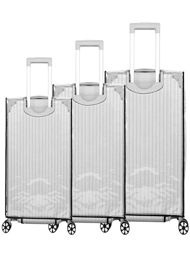 Abizarch 3 Pcs Clear Luggage Cover Protector, 20" 24" 28" PVC Suitcase Covers for Suitcase Waterproof Dustproof Anti-scratch Travel Suitcase Covers Case for Wheeled Luggage(Black edge,20+24+28 inches) - Image 3
